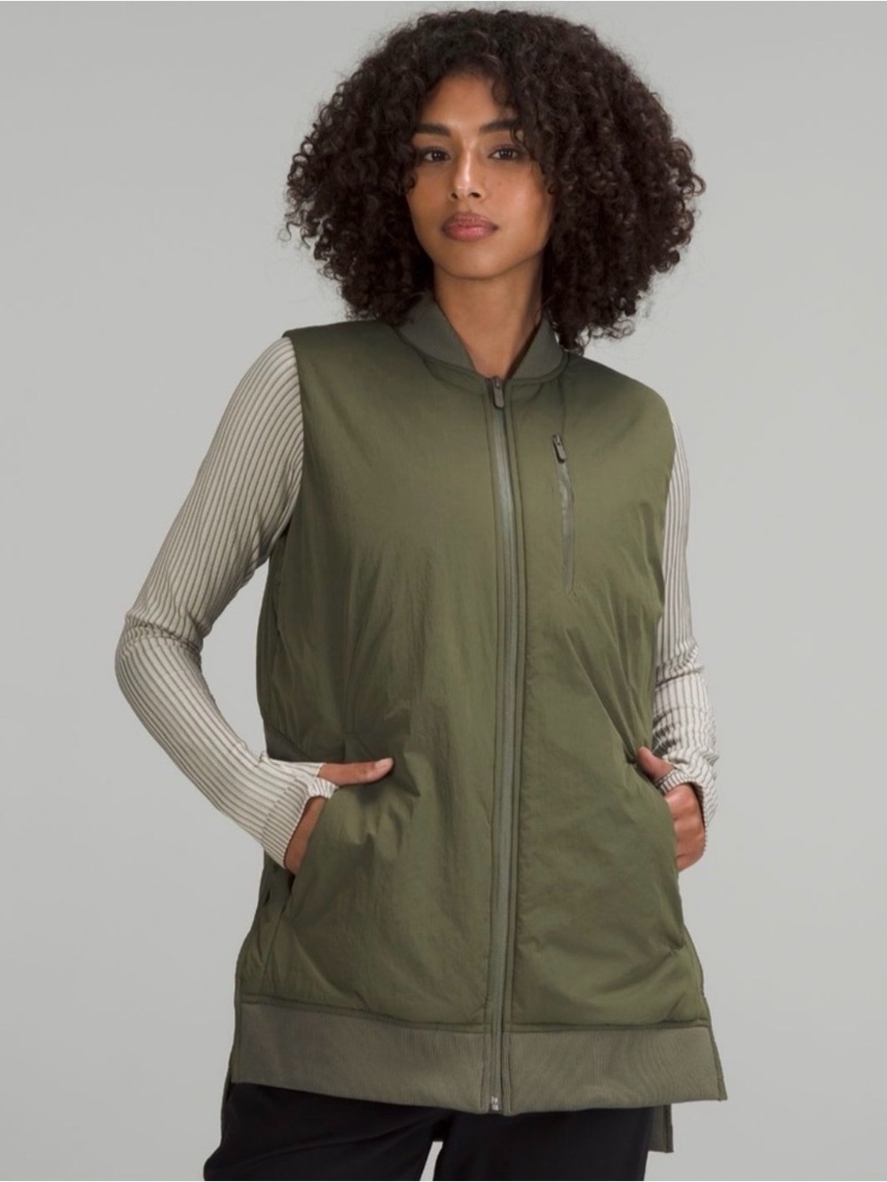 lululemon athletica Insultaed Bomber Vest Zip-Front Women's Vest Green - Picture 1 of 12